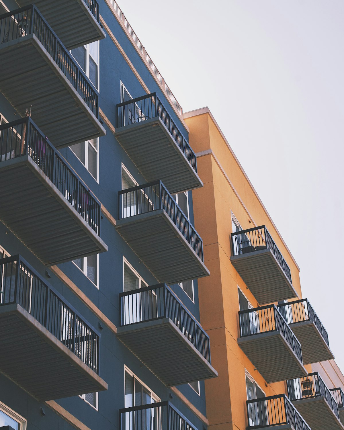 Modern apartment facade with balconies