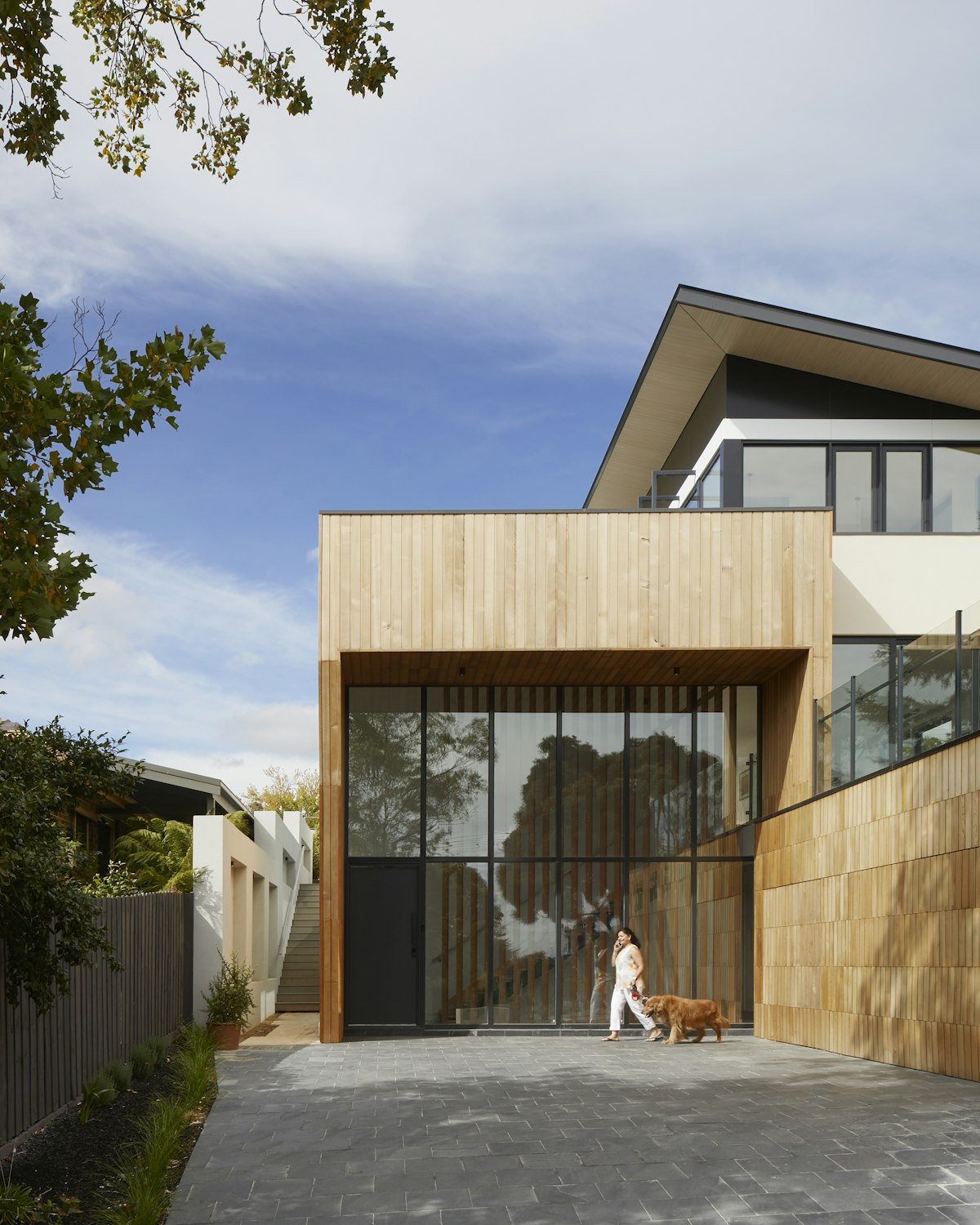West Coast modern house among trees