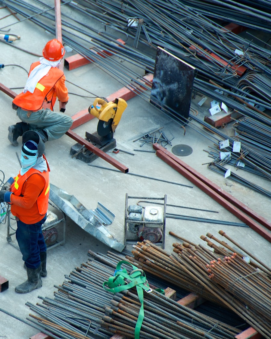 Construction crew working on a building site